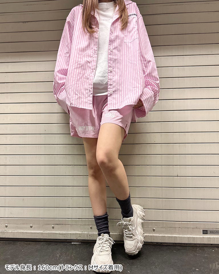REi様ピンクシャツ Lazy Styles レイジースタイルズ オーバーサイズ ストライプ