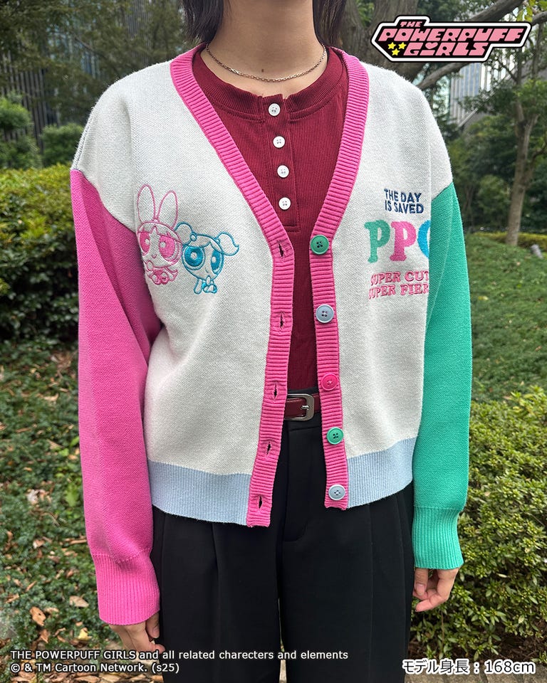 THE POWERPUFF GIRLS パワーパフ ガールズ/ ニットカーディガン(バニラ