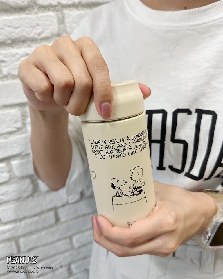プラザ限定　スヌーピー　サーモマグ スヌーピー PEANUTS thermo mug サーモマグ ALL DAY アイボリー