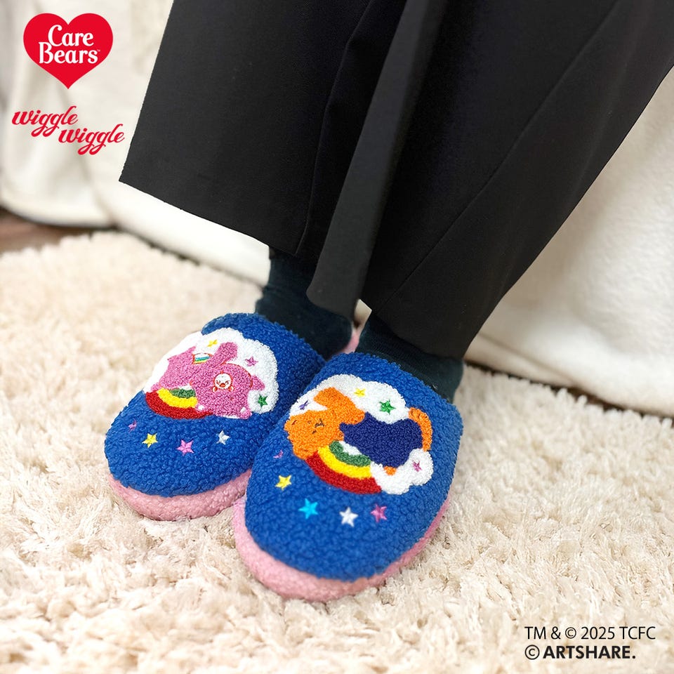 新品未使用タグ付き　ケアベア　ウィグルウィグル　スリッパ　Plaza限定 Care Bears ケアベア wiggle wiggle ウィグルウィグル スリッパ