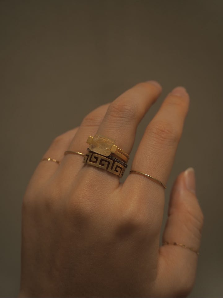 ancient] rectangle gold rutilated quartz ring｜ARTIDA OUD（アル