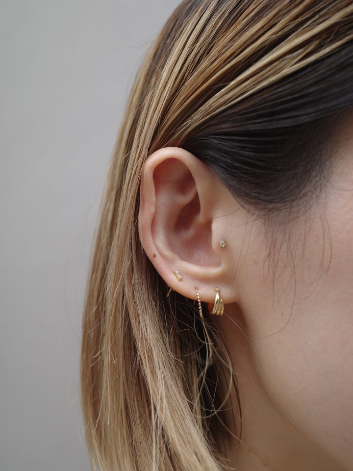 basic] K10 rectangle diamond stud single pierced earring｜ARTIDA
