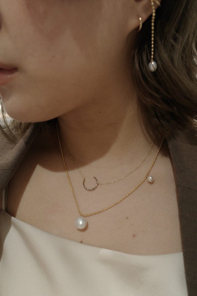 glimmer] new moon pave diamonds necklace｜ARTIDA OUD（アルティーダ