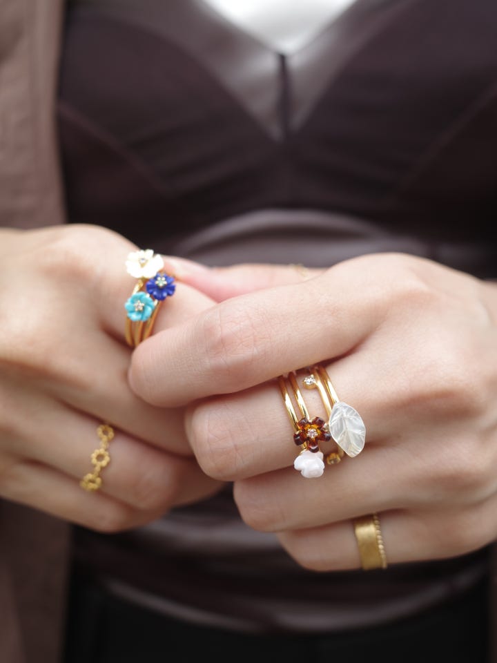 eden] turquoise diamond hand carving flower ring｜ARTIDA OUD（アル