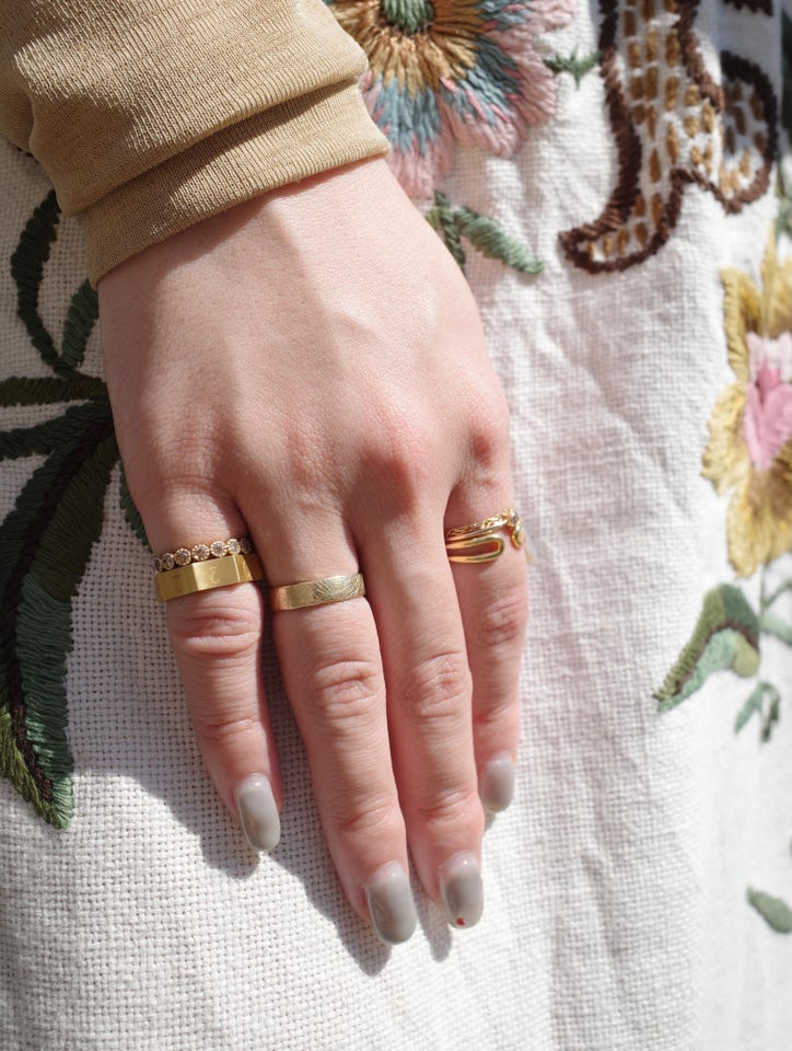 basic] K10 brown diamond milgrain eternity pinky ring｜ARTIDA OUD