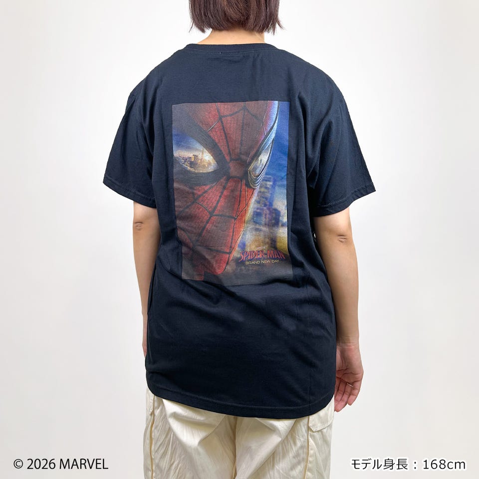 SPIDER-MAN スパイダーマン / Tシャツ ブラック (ワイド)(ブラック