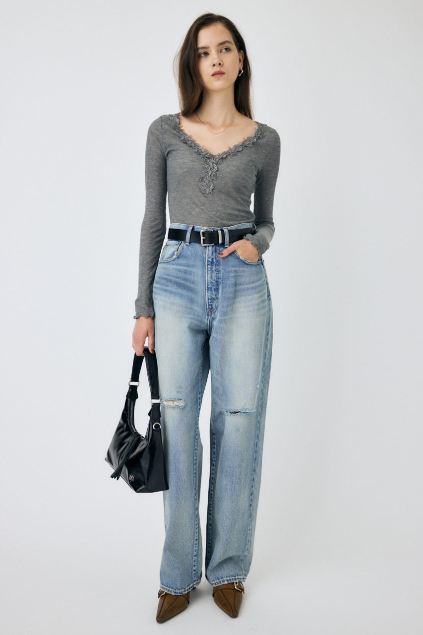 MOUSSY CLASH LOOSE STRAIGHT デニム MOUSSY | HW CRASH LOOSE STRAIGHT (ワイド ) |SHEL'TTER WEBSTORE