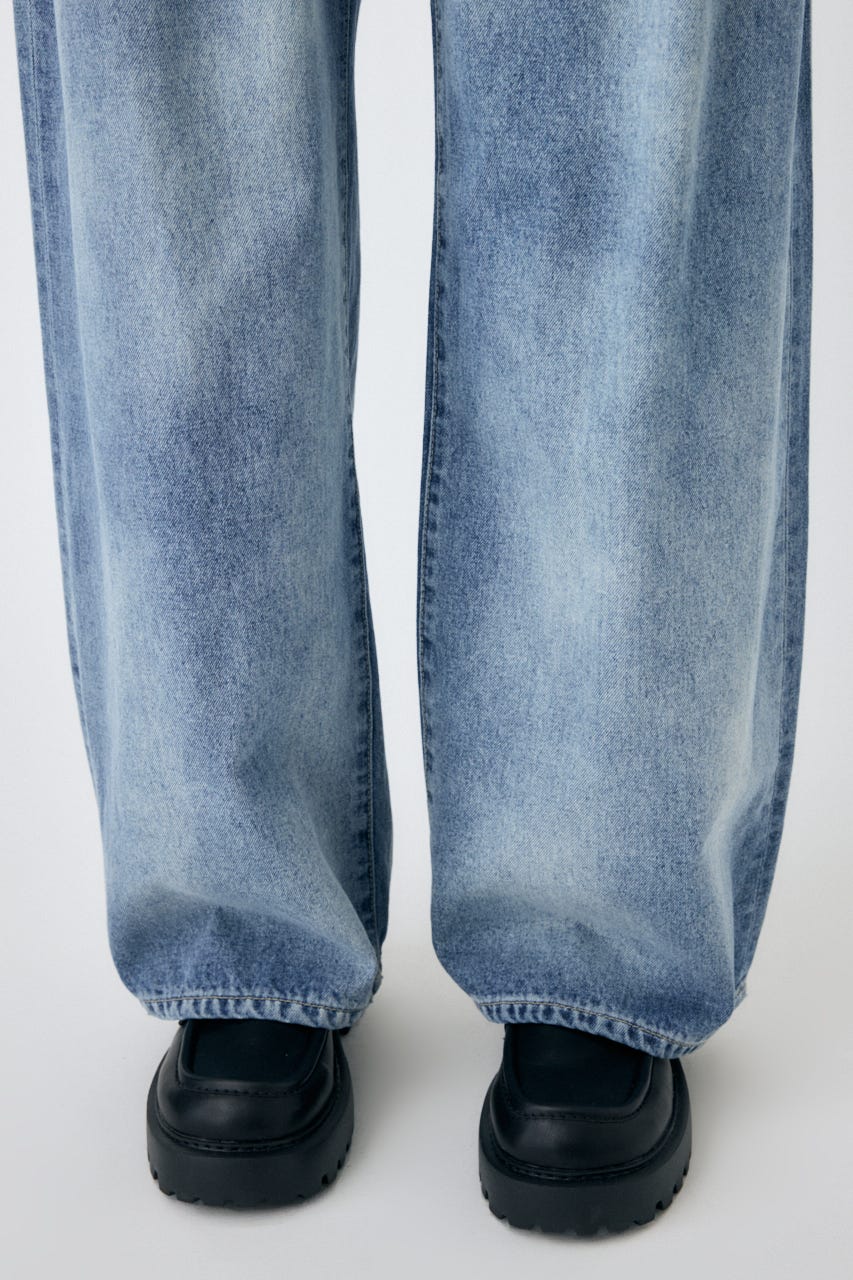 MOUSSY | TUCKED WAIST LOOSE ストレートデニム (ワイド ) |SHEL