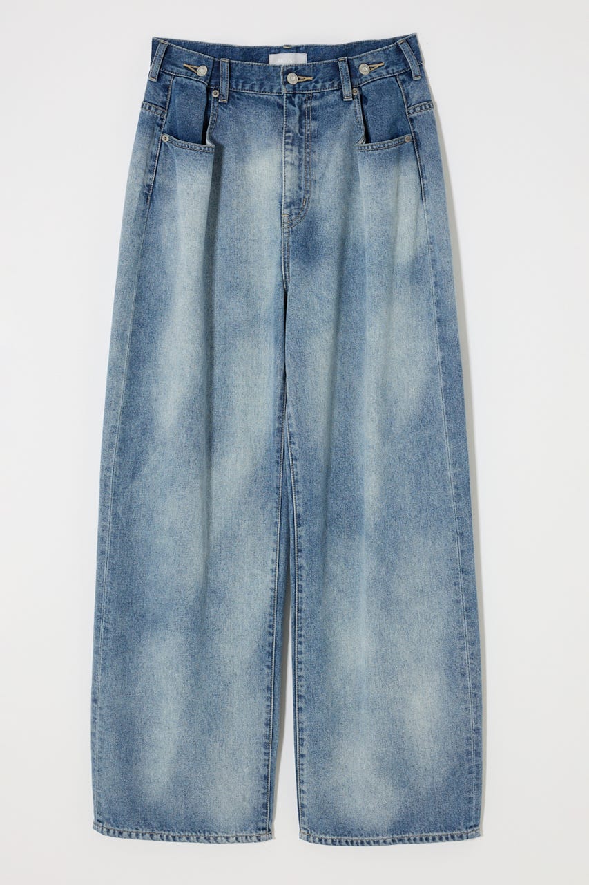 MOUSSY | TUCKED WAIST LOOSE ストレートデニム (ワイド ) |SHEL