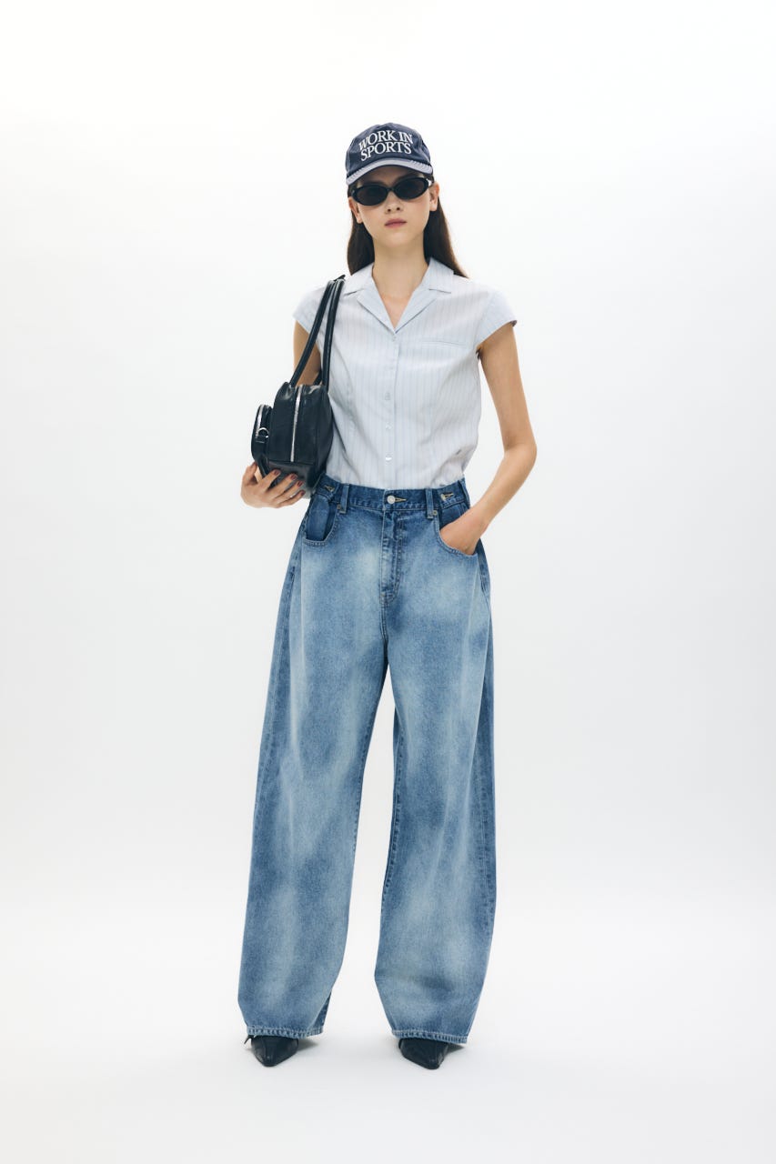 MOUSSY | TUCKED WAIST LOOSE ストレートデニム (ワイド ) |SHEL