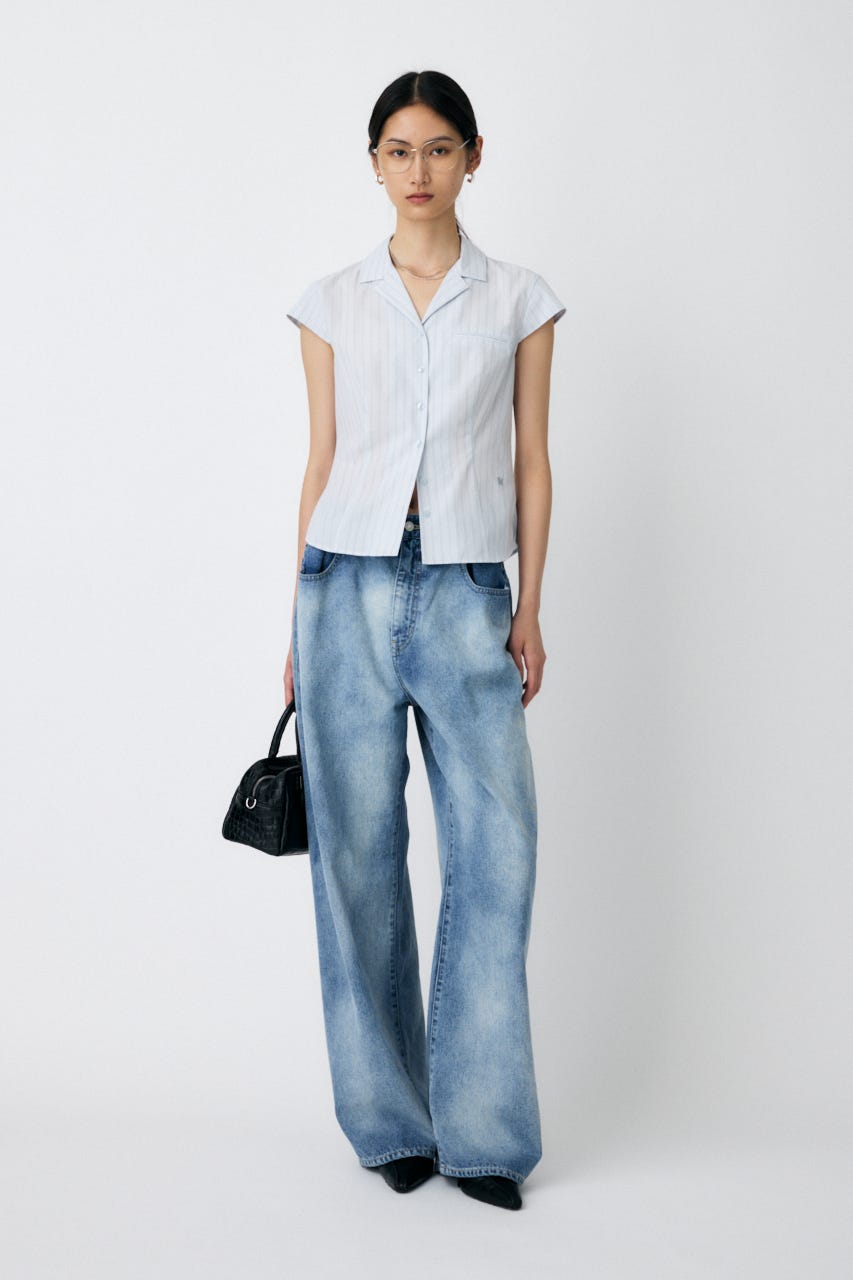 MOUSSY | TUCKED WAIST LOOSE ストレートデニム (ワイド ) |SHEL