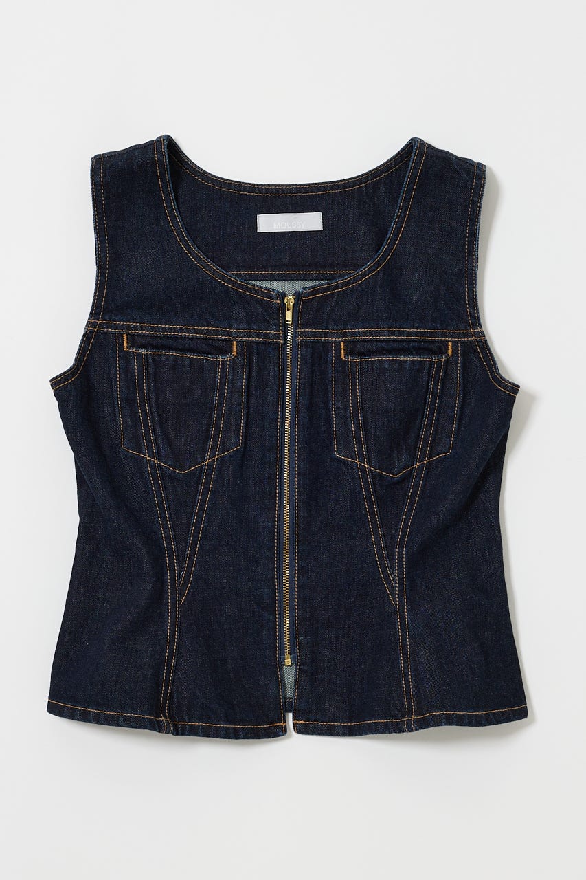 MOUSSY マウジー　BACK BELT DENIM ベスト デニムベスト MOUSSY BACK BELT DENIM ベスト BLU -靴＆ファッション通販