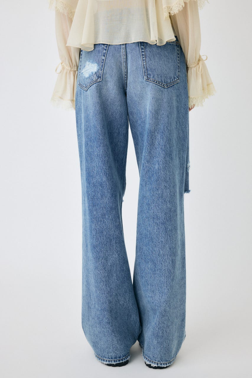 moussy ハイウエストナインティーズストレート MOUSSY | KNEE SLIT WIDE ストレート デニム (ワイド ) |SHEL
