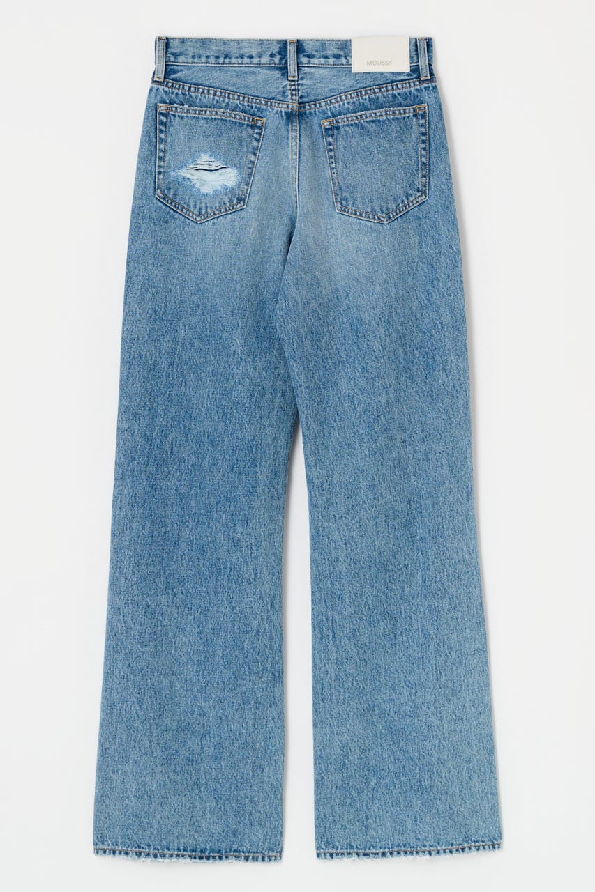 MOUSSY | KNEE SLIT WIDE ストレート デニム (ワイド ) |SHEL