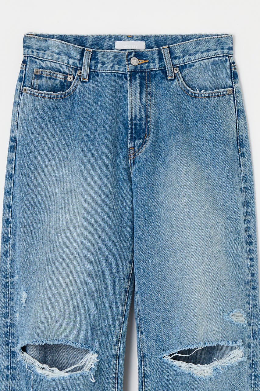KNEE SLIT WIDE ストレート デニム MOUSSY | KNEE SLIT WIDE ストレート デニム (ワイド ) |SHEL