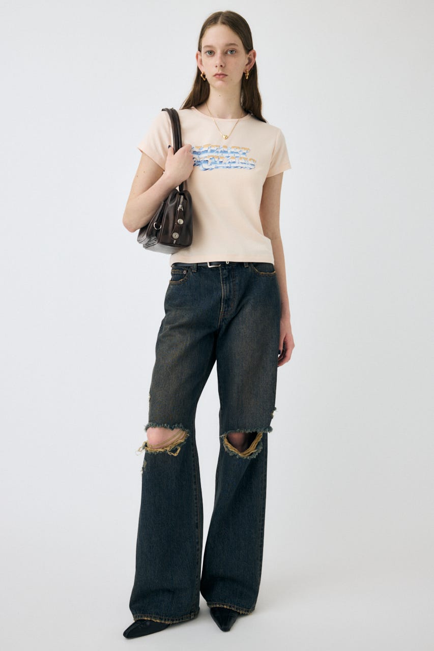 MOUSSY ハイウエスト ストレートデニム MOUSSY | OVER WAIST ルーズストレートデニム (ワイド ) |SHEL