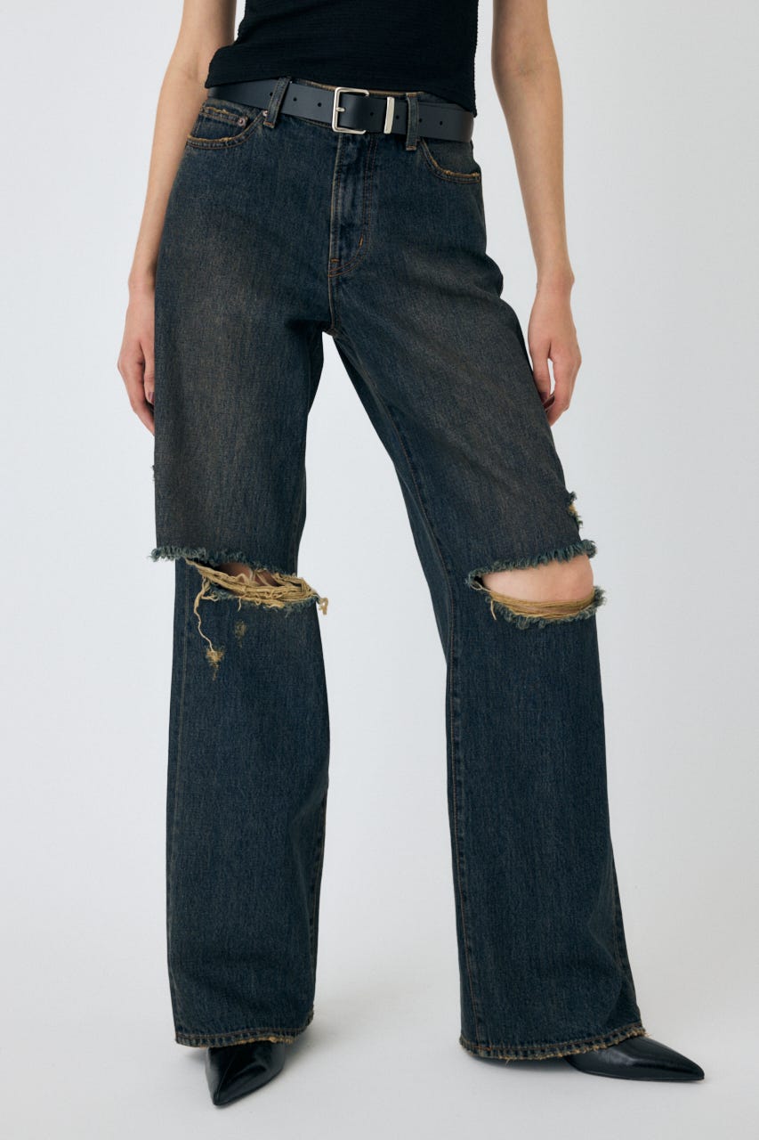 MOUSSY レッド ストレートデニム ハイウエスト moussy ハイウエストストレートデニム - メルカリ