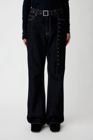 美品MOUSSY ブーツカットデニム 23サイズ ブラック BLACK by moussy - 美品 マウジー やわらかブーツカットデニム