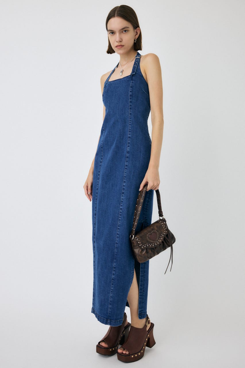 MOUSSY | HALTER STRAP デニムドレス (ワンピース(ロング