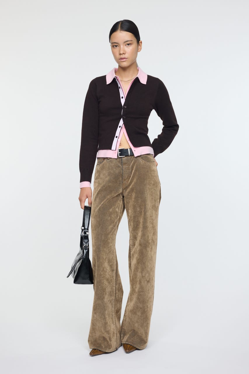 MOUSSY | DOUBLE LAYERED ニットシャツ (シャツ・ブラウス