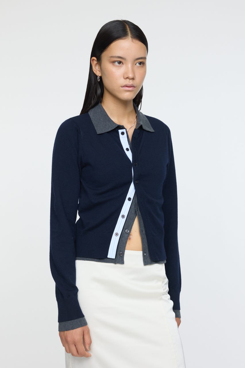 moussy DOUBLE LAYERED ニットシャツ　新品 MOUSSY | DOUBLE LAYERED ニットシャツ (シャツ・ブラウス