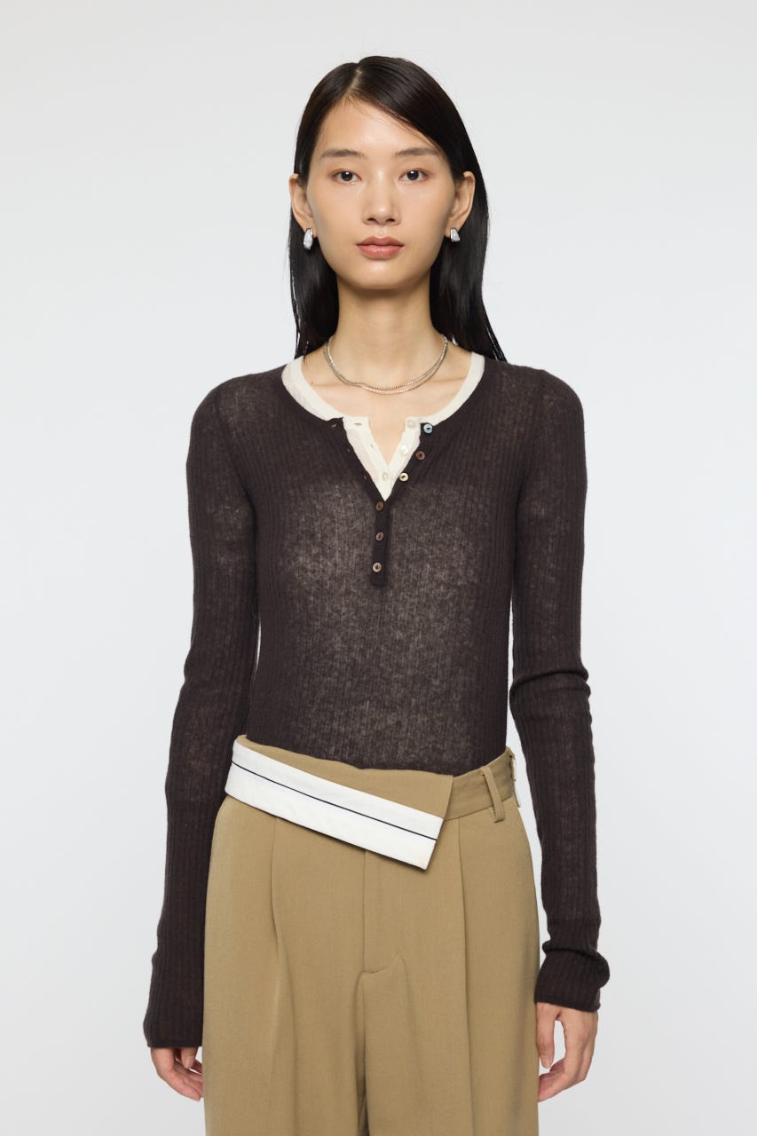 シェリーページ MOUSSY | SHEER HENRY NECK ニットトップス (ニット ) |SHEL