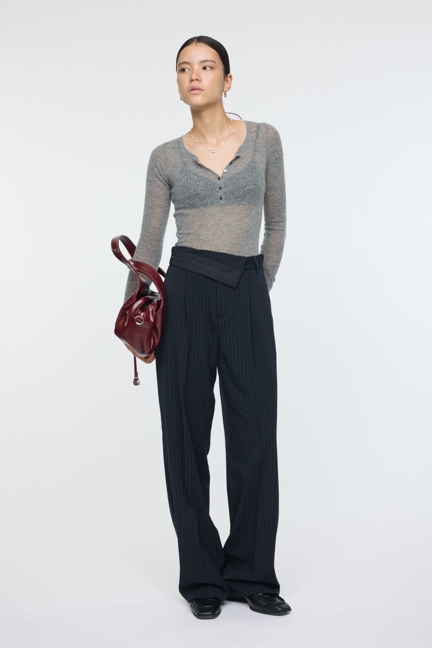 MOUSSY | SHEER HENRY NECK ニットトップス (ニット ) |SHEL