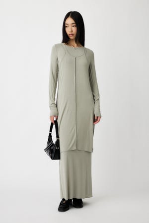【新品未使用】MOUSSY ワンピース 配色ステッチデニムシャツワンピース[品番：AZLW0021622]｜AZUL