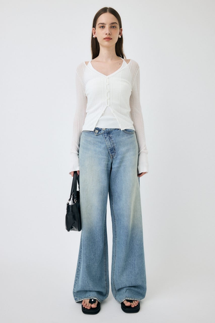MOUSSY CROSS WAIST WIDE STRAIGHT デニム CROSS WAIST WIDE STRAIGHT/クロスウエストワイドストレート