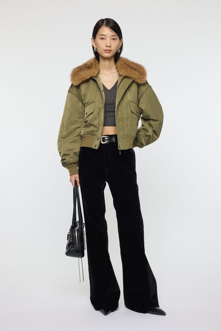 【MOUSSY】FAUX FUR ブルゾン MOUSSY | F/FUR COLLAR CROP ブルゾン (ブルゾン ) |SHEL'TTER