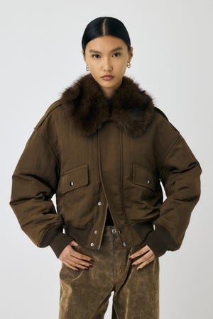 MOUSSY FAUX FUR スタンドカラージャケット ブラウン MOUSSY | FAUX FUR スタンドカラージャケット (ジャケット