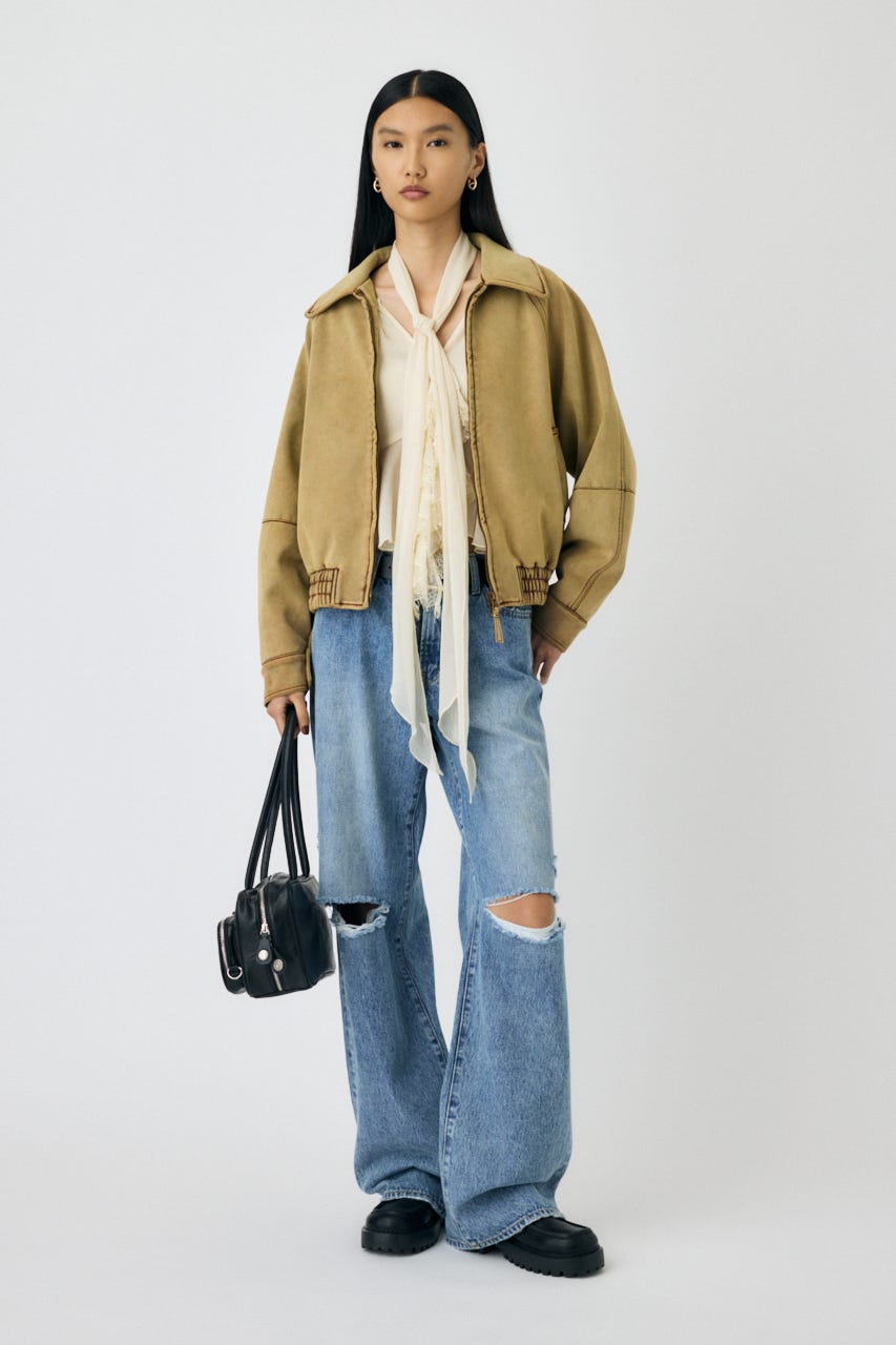 F/SUEDE GATHER ブルゾン BEG FREE