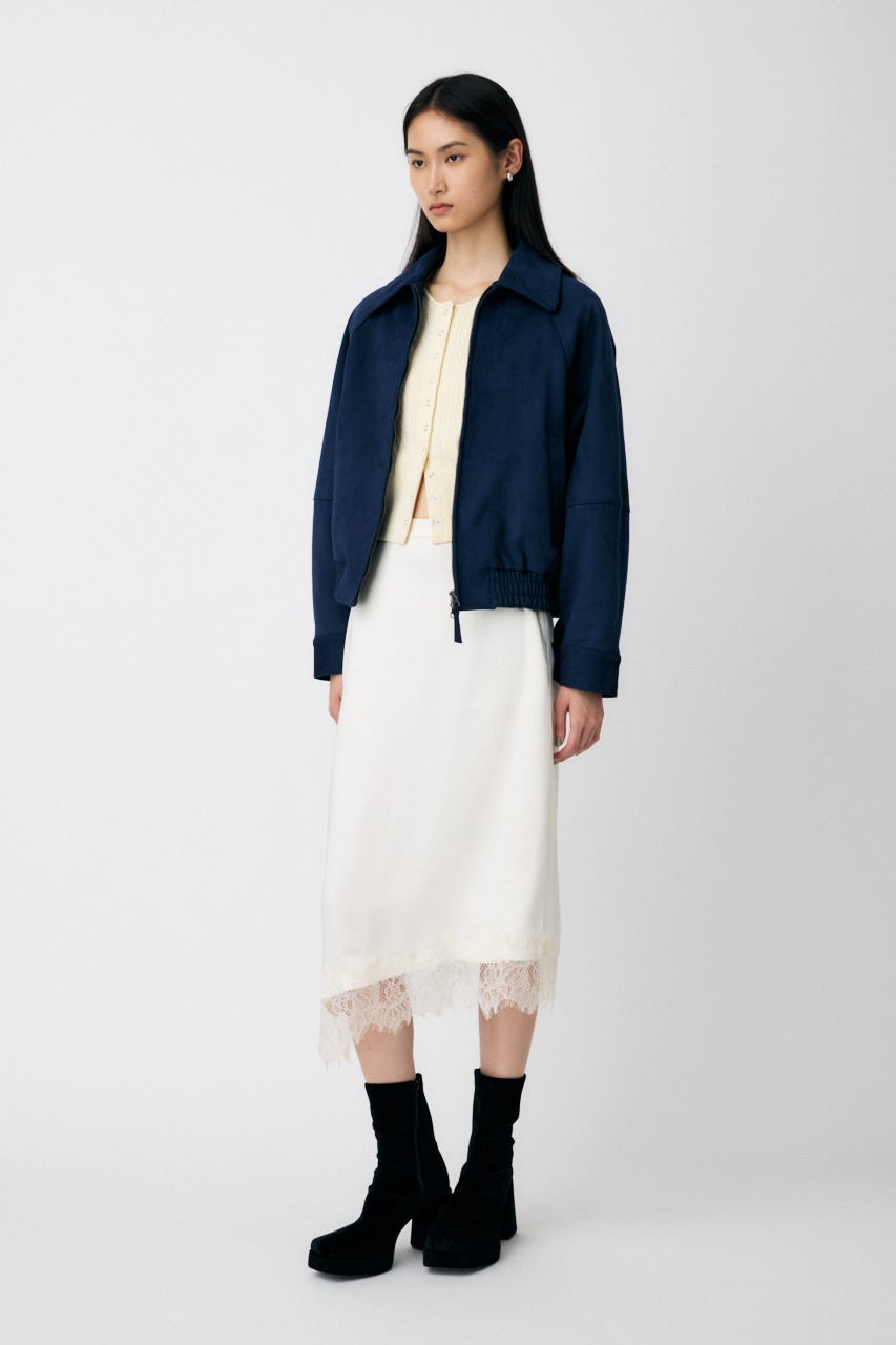 F/SUEDE GATHER ブルゾン NVY FREE