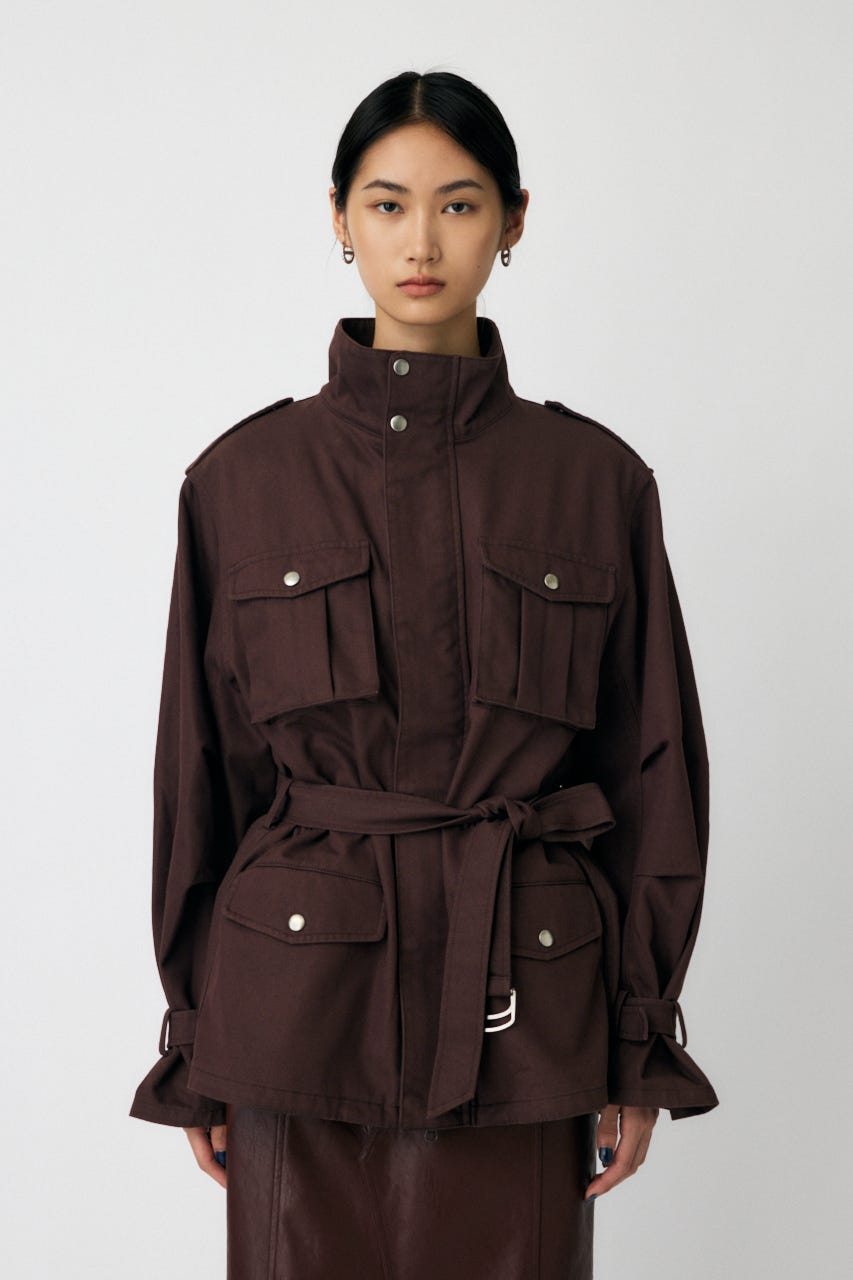 CULLNI ナイロン ベルト付きジャケット CULLNI - 【残り一点】Stripe Double Cloth Slant Belt Tailored