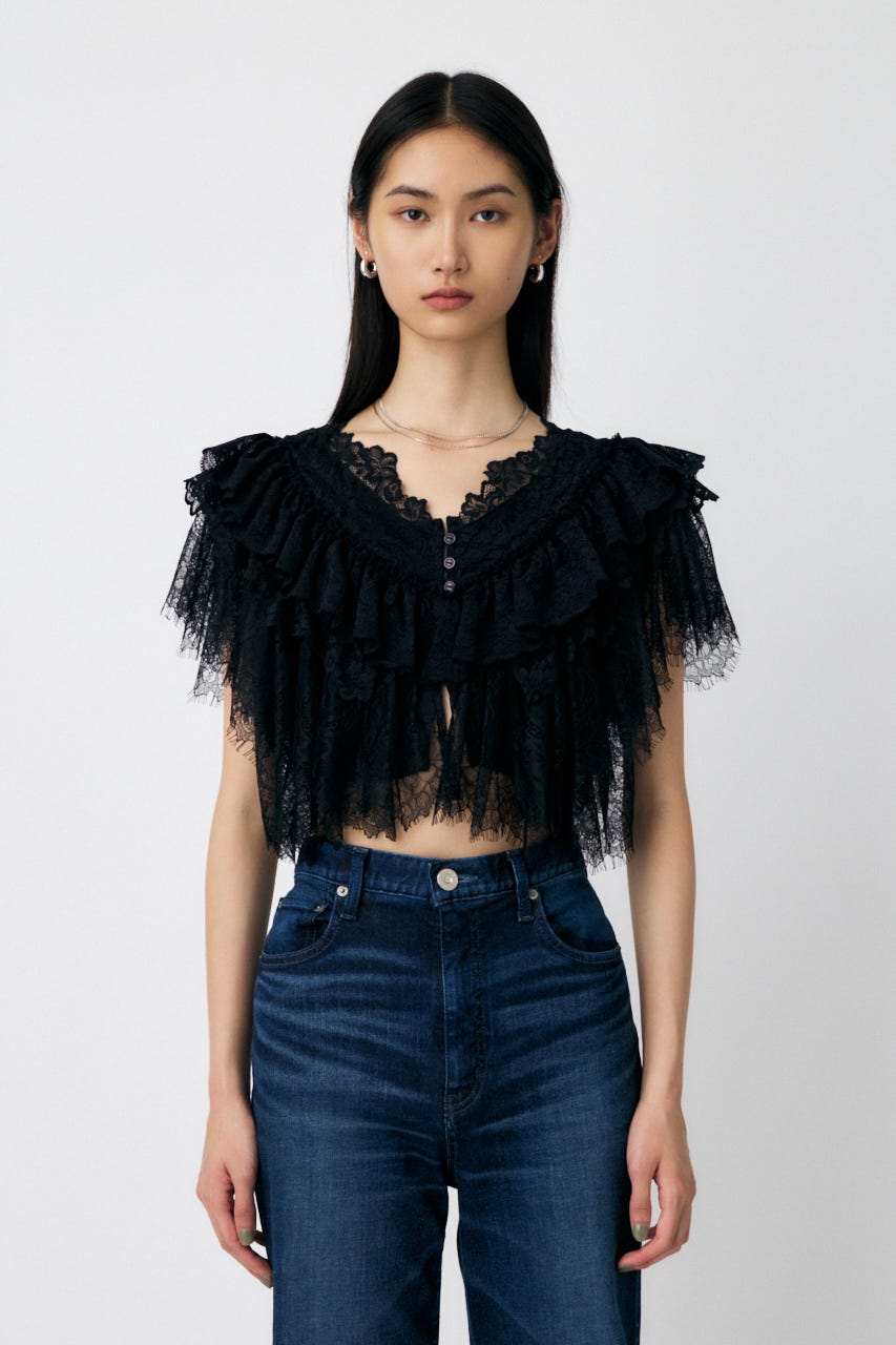 MOUSSY SHOULDER FRILL ブラウス　ホワイト MOUSSY SHOULDER フリルブラウス BLK -ファッション通販 FASHION
