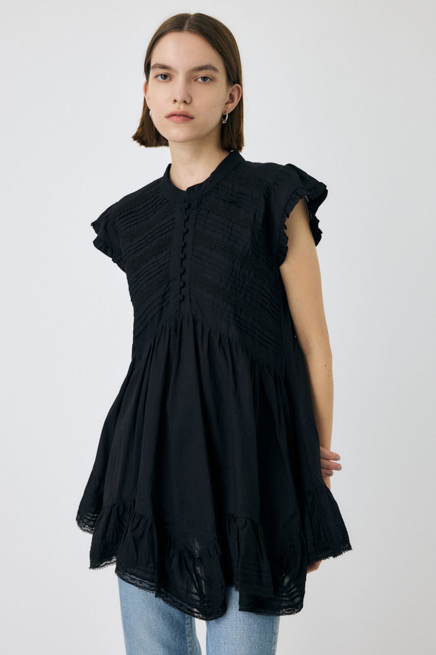 freada ロングサーマルチュニックトップス MOUSSY | LACY FRILL チュニック (チュニック・ロングトップス