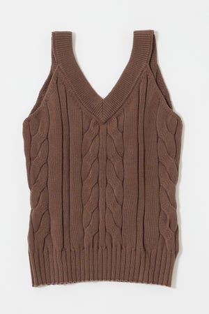 Mediam Knit Bare Camisole 未使用品 MOUSSY | CABLE KNIT キャミソール (キャミソール ) |SHEL'TTER