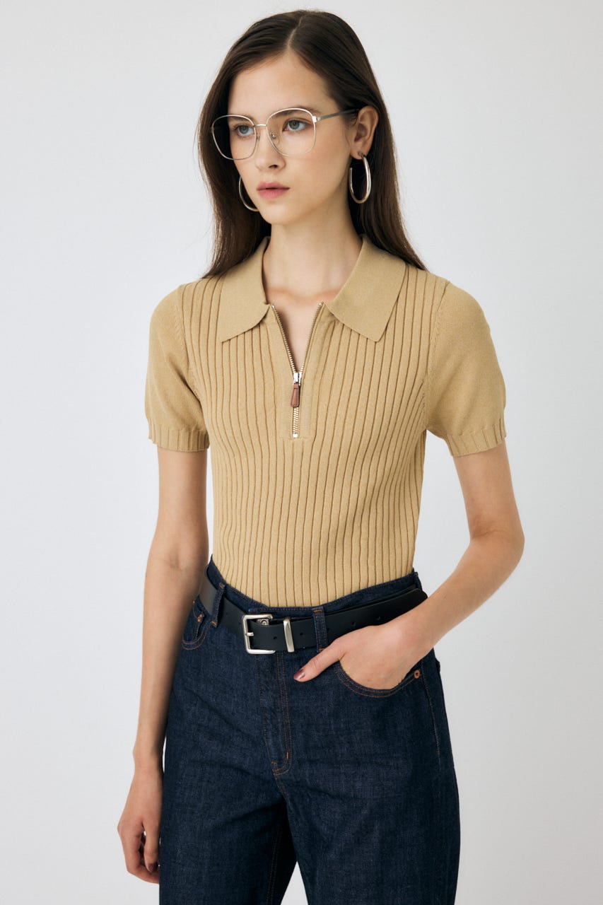 MOUSSY | HALF ZIP CLASSIC ポロ トップス (ニット ) |SHEL'TTER