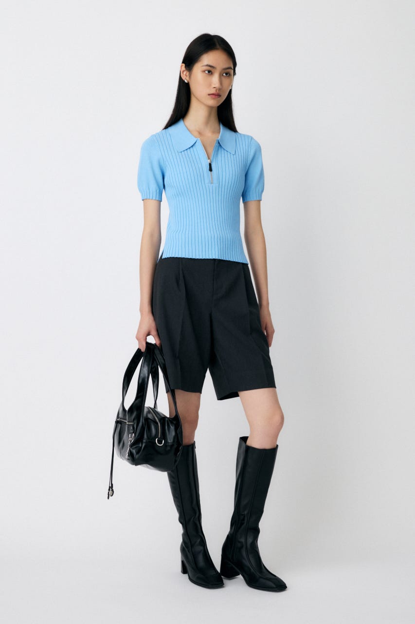MOUSSY | HALF ZIP CLASSIC ポロ トップス (ニット ) |SHEL'TTER