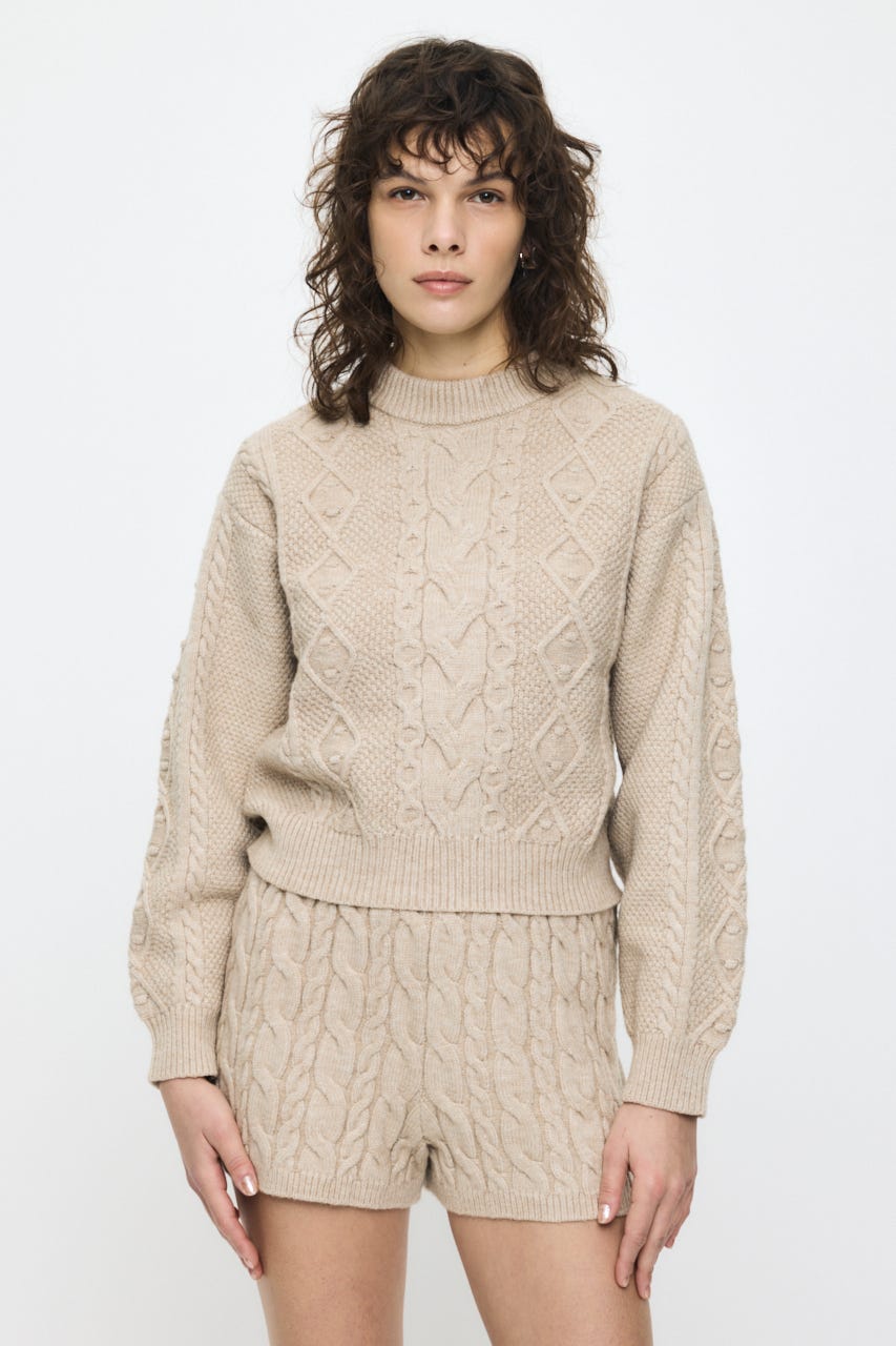 POPCORN CABLE セーター L/BEG FREE