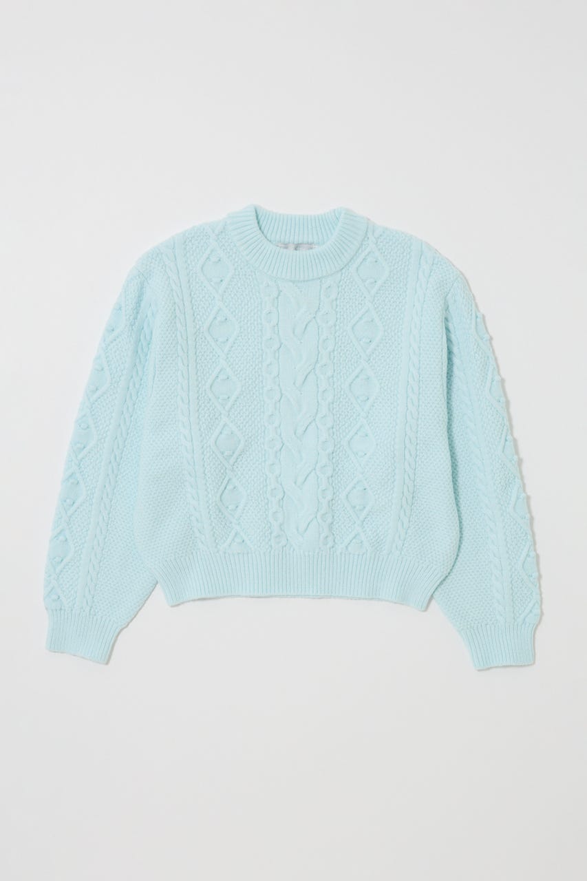 POPCORN CABLE セーター L/BLU FREE