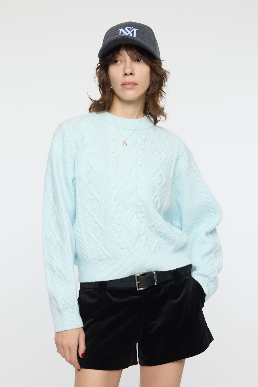 POPCORN CABLE セーター L/BLU FREE