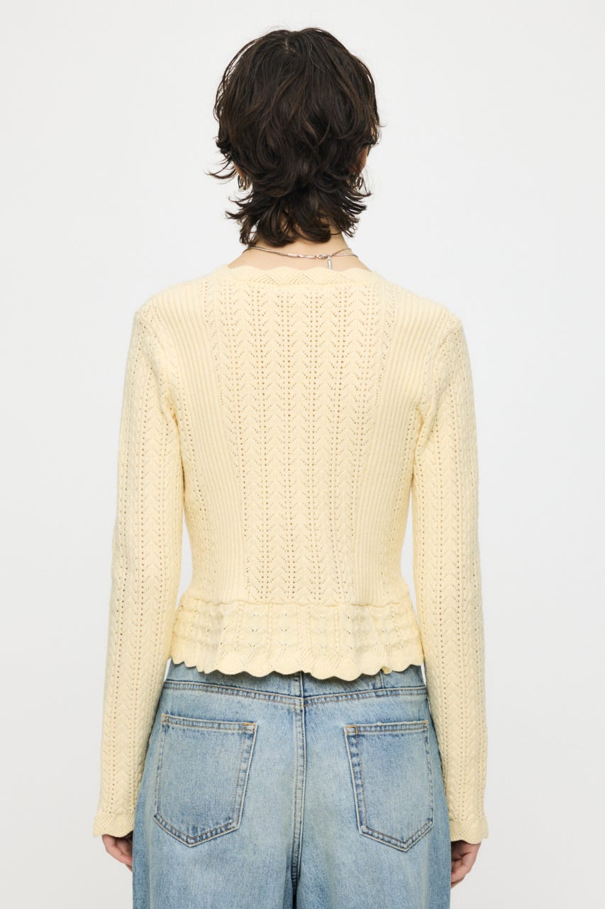 LACE UP RIBBON カーディガン L/YEL FREE