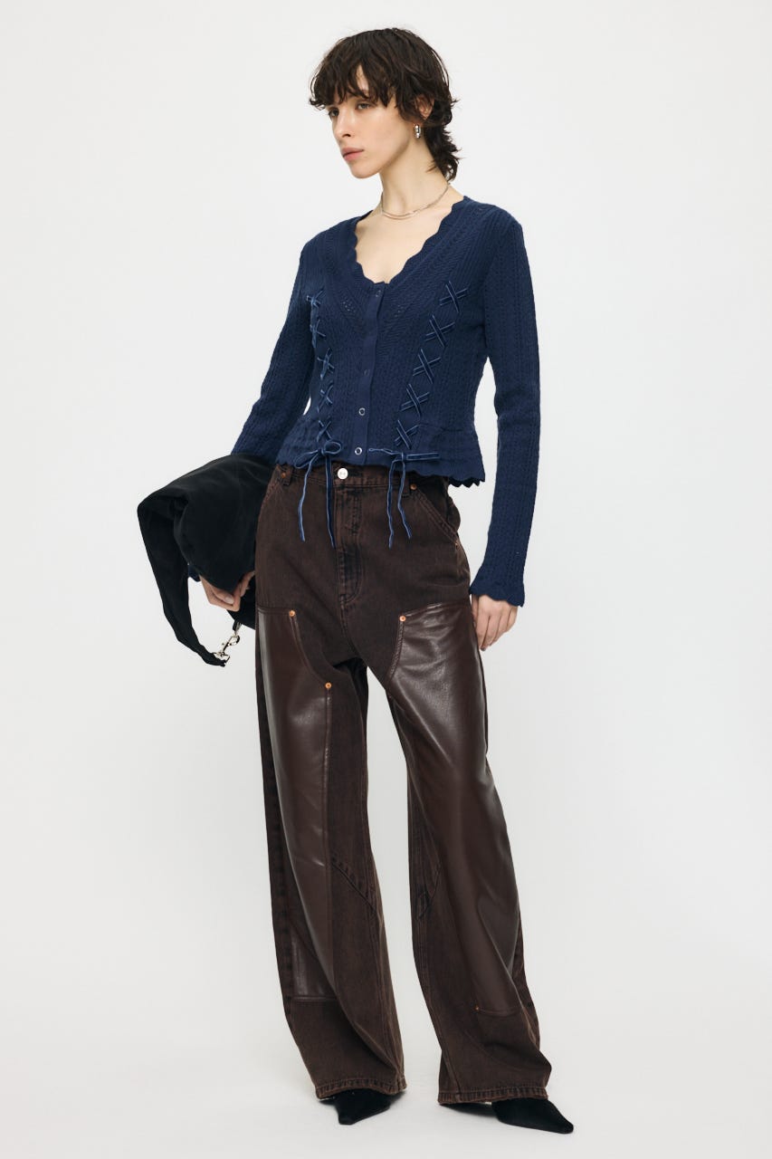 LACE UP RIBBON カーディガン NVY FREE