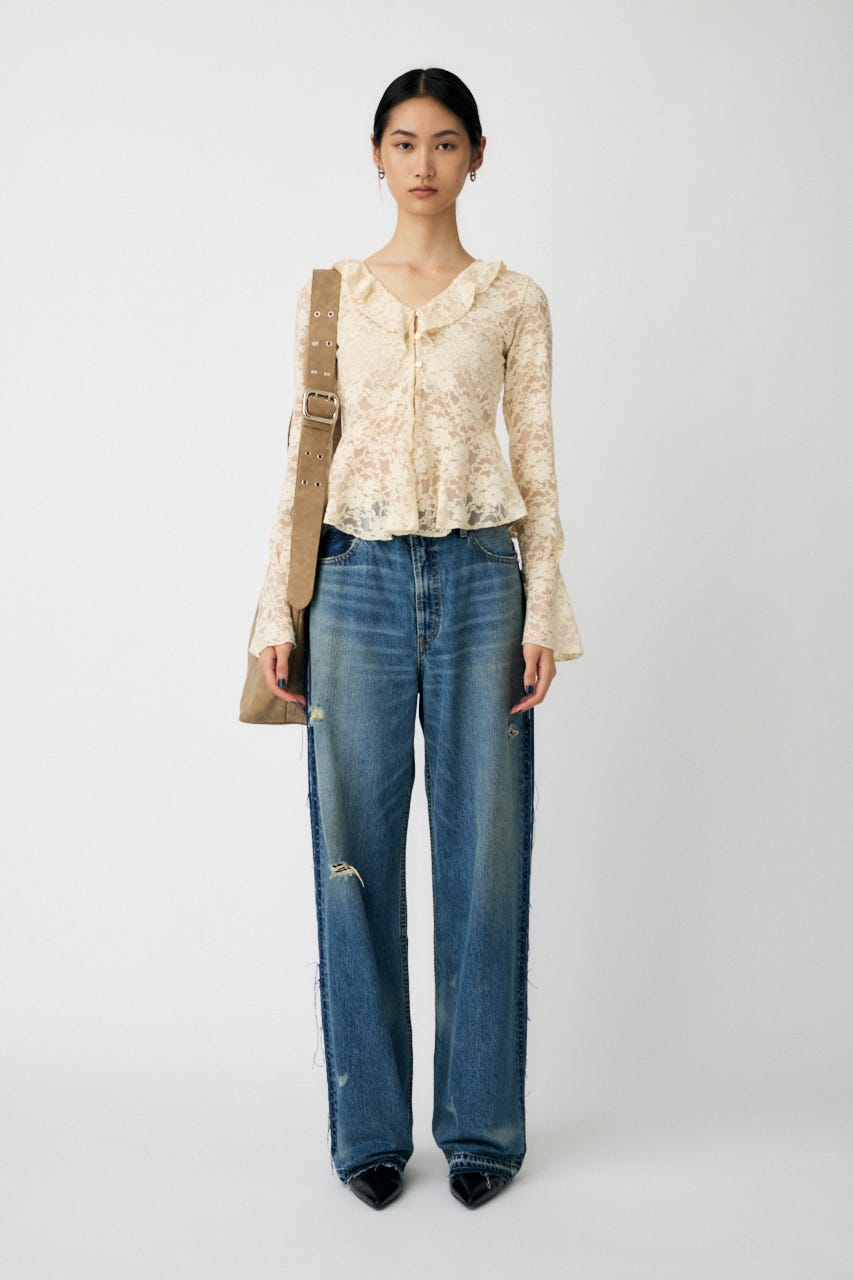 MOUSSY | FRILL LACE ブラウス (Tシャツ・カットソー(長袖