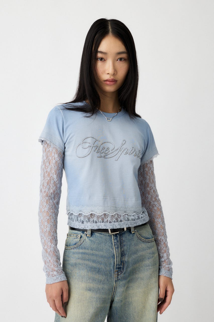 MOUSSY | LACE LAYER TEE (Tシャツ・カットソー(長袖) ) |SHEL