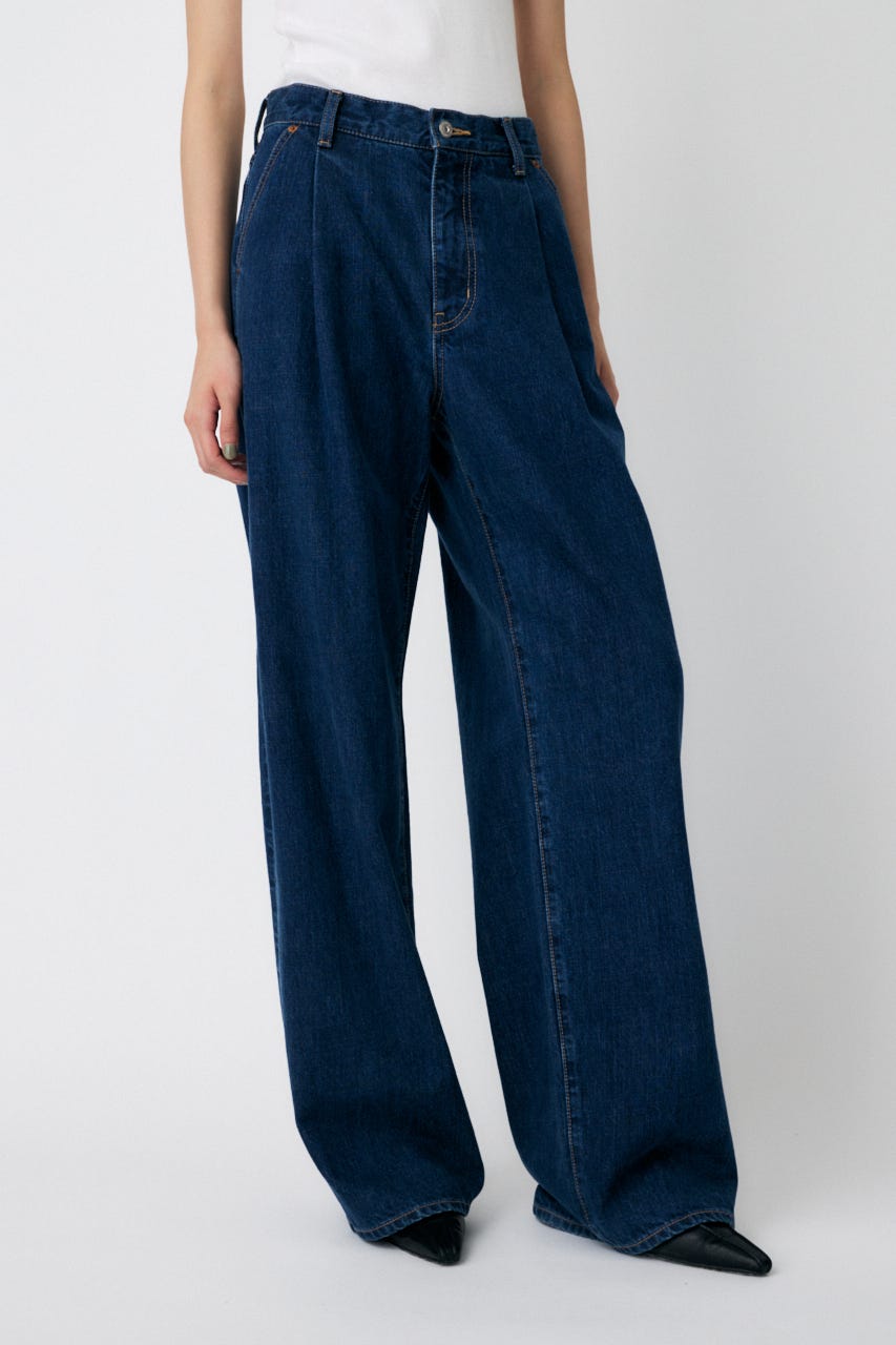 試着のみ　MOUSSY ストレート　ジーンズ MOUSSY | TUCK WIDE ストレートデニム (ワイド ) |SHEL'TTER