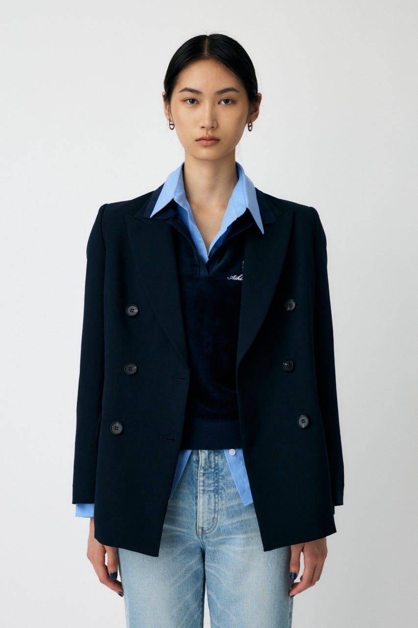 【美品】MOUSSY DOUBLE BREASTED ブレザー　チャコールグレー MOUSSY | DOUBLE BREASTED ブレザー (ジャケット ) |SHEL'TTER