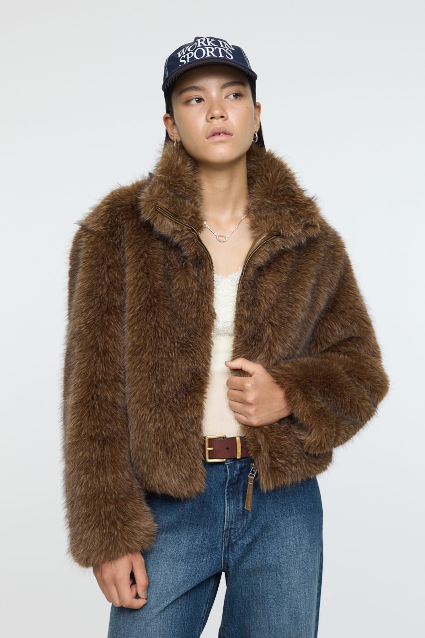 MOUSSY FAUX FUR STAND COLLAR ジャケット MOUSSY | 【otonaMUSE掲載】F/FUR STAND COLLAR ジャケット