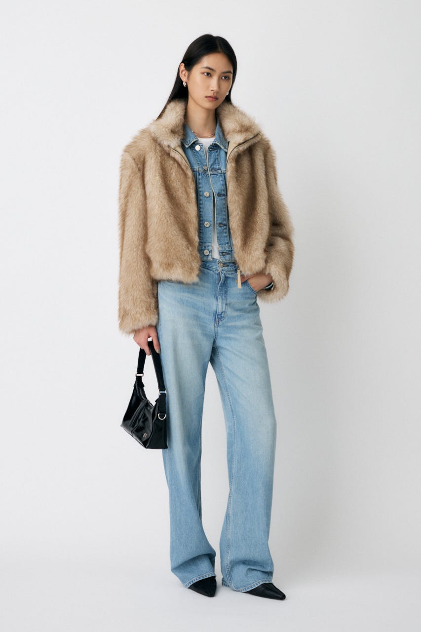 ジャケット・アウター moussy FAUX FUR STAND COLLAR JACKET moussy - 中町綾着用♡MOUSSY FAUX FUR STAND COLLAR ジャケット